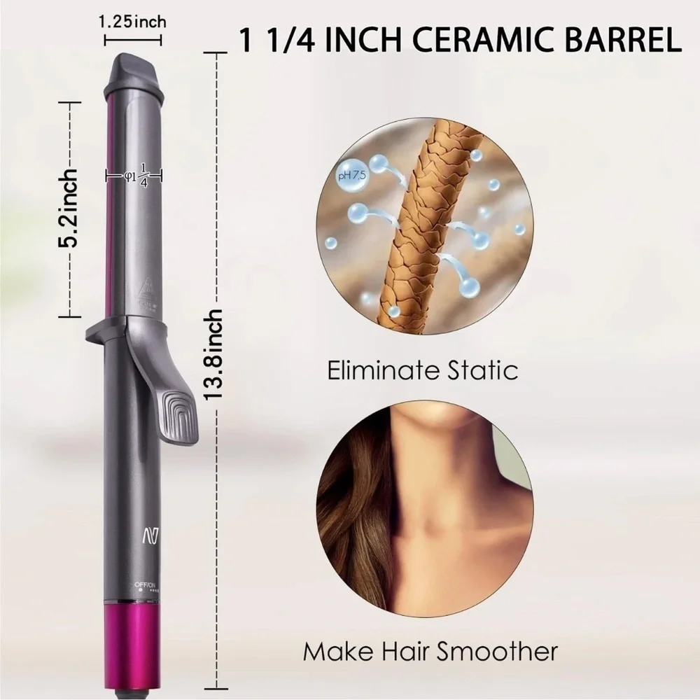 Nycoba 1-1/4” Ceramic Coated Curling Iron 6 Temperature Settings #MA1